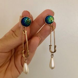Scales and Pearls Hanging Earrings